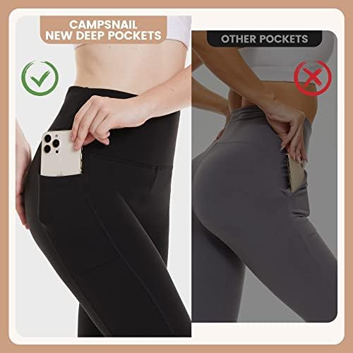 Campsnail 4 pakovanje sa džepovima za žene - Visoko struk mekani temminijski temmiji za mršavljenje crna joga hlače