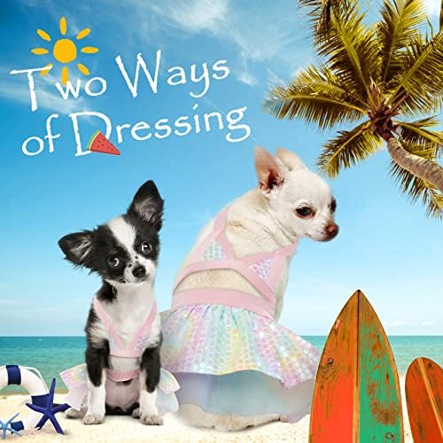 Duoy Dog Bikini haljina sa šljokicama i šifrom, sirena, sirena kupaćim kostima za kupanje sa malim srednjim psima mačka, pas tutu