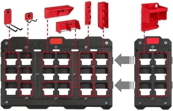 48-22-8487 za Milwaukee PackOut Veliki zidni tanjur sa 150 funti. Kapacitet, zidni i podni montaža, dimenzije: 1,1l x 20W x 30,5h u