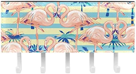 Flamingo uzorak tipka i držač pošte za zidove - Ključni vješalica s organizatorom pošte i 5 kuka, ljepljivi nosač za dom, ulaska,