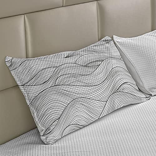 Ampesonne tamno siva pletena jastuk sa jastukom, apstraktni geometrijski valovi Ocean Sea Inspirirani jednobojni dizajn, standardni