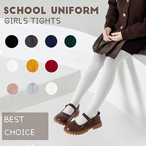 Marchare Baby Girgies Cable Plint Solid Tajice Zimske tople čarape za djevojčice za malinu 2/3 pakovanje 2-10 godina