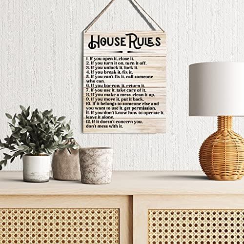 Kućna pravila Drveni znak Zidne dekor Rustikalna kuća Pravila Ako otvorite ga zatvorite, viseći plak Viseći znakovni ukras za domaće