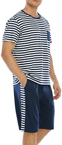 BMISEGM Ljetne muške majice Muške pruge TOP SHORTS Postavlja majicu kratkih rukava s džepovima i kratkim partijskim odijelom za