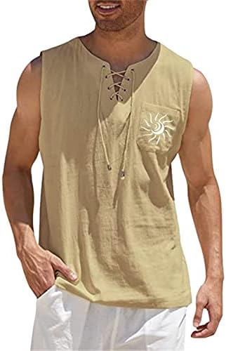 ZDDO MENS pamučne platnene majice bez rukava V izrez Grafički print Cisterne za ispis opušteno fit plaža Hippie Ležerni prsluk