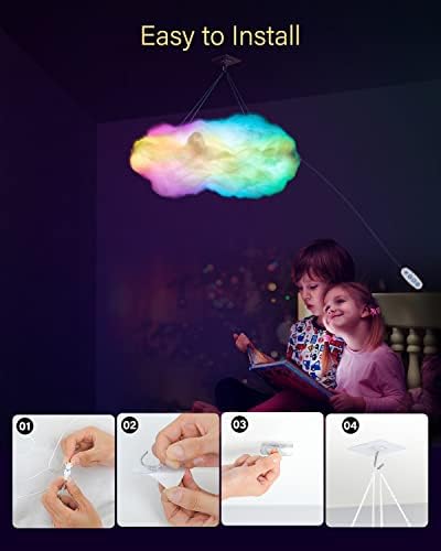 OJQ 3d Cloud Lightning Light Led lampa - višebojna Fluffy spavaća soba oblaci svjetla Thunder Clouds soba DIY dekoracija Muzika Sync