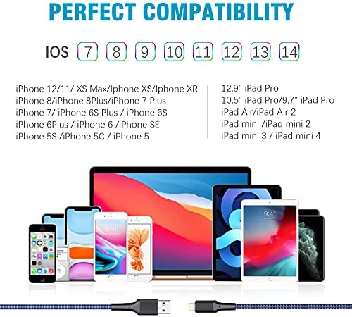 iPhone 5pack 3ft 5pack, [Apple MFI certificirani] kabel za munje 3 stopa iPhone za punjenje za iPhone 12/11/11 PRO / XS MAX / XR /