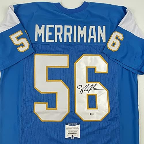 AUTOGREMENO / POTPISAN SHAWNE MERRIMAN San Diego prah Blue Fudbalski dres Beckett Bas COA