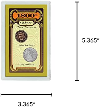Američka kovanica 1800-e, retka penija i nikl originalne kolekcije kolekcije Sjedinjenih Država u suphrično zapečaćenim akrilom
