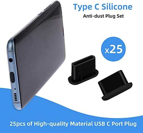 Giantree 25kom Tip-C set utikača za prašinu, Silikonski USB C protiv prašine & nbsp; poklopci za punjenje poklopac porta za punjenje Tip-C štitnici od prašine & nbsp;čep za pametni telefon & nbsp; Laptop
