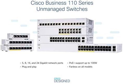 Cisco Business CBS110-24PP Neupravljani prekidač | 24 Port GE | Djelomični POE | 2x1g SFP zajednički | Ograničena zaštita od života