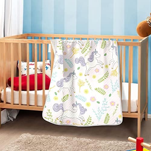 Swaddle pokrivač jednorog konji pamučni pokrivač za dojenčad, primanje pokrivača, lagana mekana prekrivačica za krevetić, kolica,