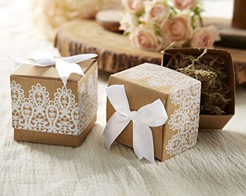 Kate Aspen Rustikalna romantika Kraft Lace Favor Box, Set od 24