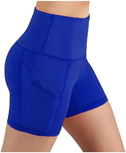 Manhong Lady Solid Plus Veličina Yoga hlače Stretch Džep Yoga kratke hlače Visoko strukske gaćice Fitness Hip Trčanje Yoga Hlače Plava