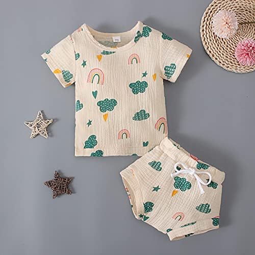 Baby Dolls Cipele Toddler Girls Boys Kratki rukav Summer Print Torps Hots Hratke Ležerne prilike za odjeću Set 3Y New Devojka za poklon