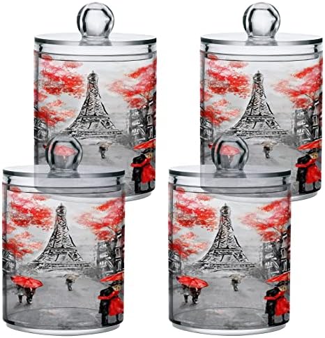 Alaza 2 Pack Qtip Držač Dispenzer France Paris Eiffel Tower Kupatilo Kanima za kupatilo za pamučne kuglice / bris / jastučići / nit, plastične apoteke za ispraznost