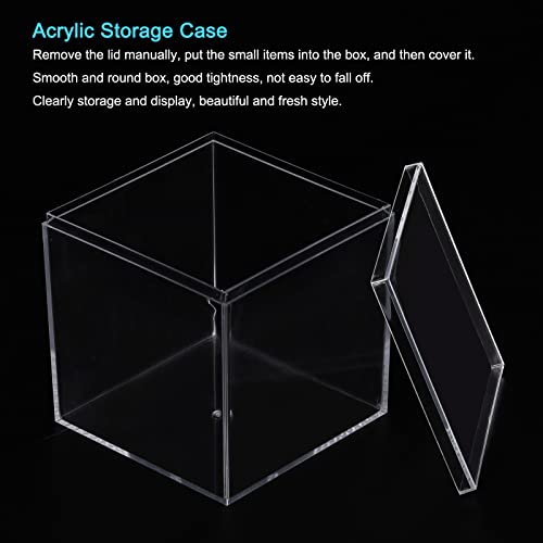 MecCanixity Clear akrilna plastična kutija za pohranu Square Cube Ex Prikaz kutije sa poklopcem, 6,1x6,1x6,1cm Kontejnerski okvir za mali predmet, paket od 2