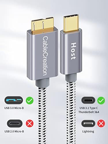 CBablecreation USB C u Micro-B 3.0, 1ft Micro USB 3.1 Tip C kabel za Apple MacBook, Galaxy S9 / S9 +, HDD vanjski tvrdi upravljački program i više, 0,3m / crno