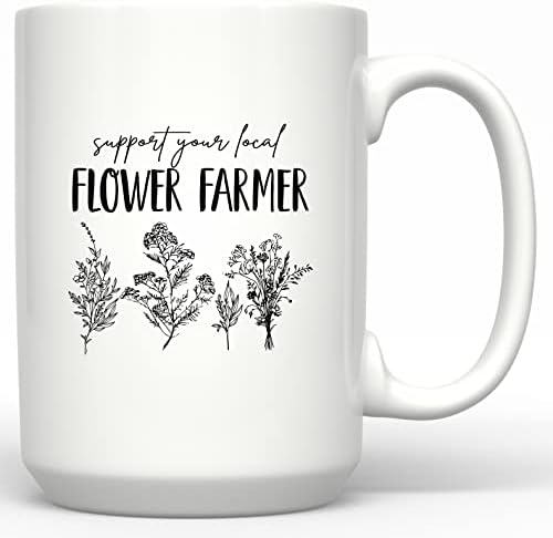 Podržite Svoju Lokalnu Šolju Za Farmere Cvijeća Za Domaću Farmersku Pijacu Poklon Šolja Za Kafu Minimalistički Ljubitelj Cvijeća WildFlower