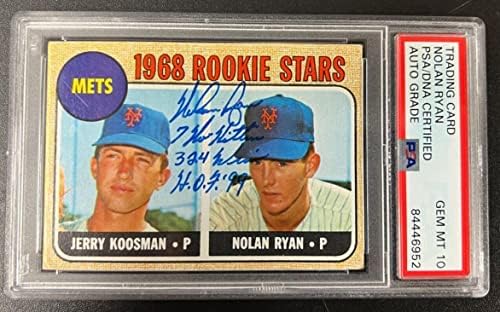 Nolan Ryan 3 Karijerske statistike potpisale su 1968 TOPPS 177 Rookie kartica RC PSA 10 Autogram - bejzbol ploče sa autogramiranim