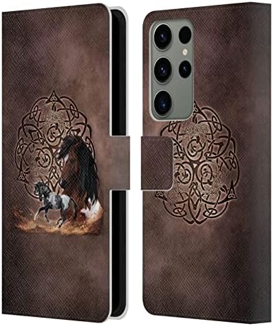 Dizajn kućišta za glavu zvanično licenciran Brigid Ashwood Horse Celtic Wisdom Leather Book Wallet Case Cover kompatibilan sa Samsung Galaxy S23 Ultra 5G