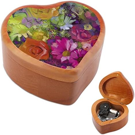 Živa Daisy Peony Gerbera Wooden Music Box Windup u obliku kloze u obliku mirnog kutija za rođendan za valentinovo