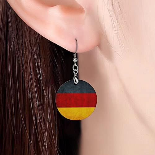 Njemačke zastave Drvene minđuše Okrugli privjesak Dangle uho kuke nakit za žene