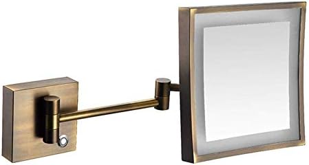 ROWITA zidno ogledalo za šminkanje sa svetlima i uvećanjem 3X, okretno za 360 stepeni, Fleksibilno guščje vratilo i usisavanje zaključavanja,