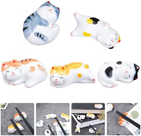 Operilacx Desk Topper 5pcs selicin bodova Fortune Cat kašika nosač nosač nosača japanskog stila štapića jastuk za pribor za jelo za