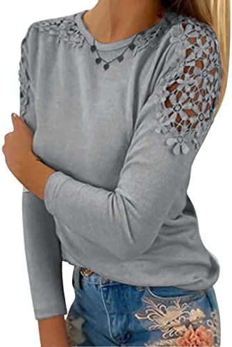 Proljetni ljetni vrhovi za žene, ženske tunike s dugim rukavima čipke hladne košulje na ramenu Dressy casual bluze majice