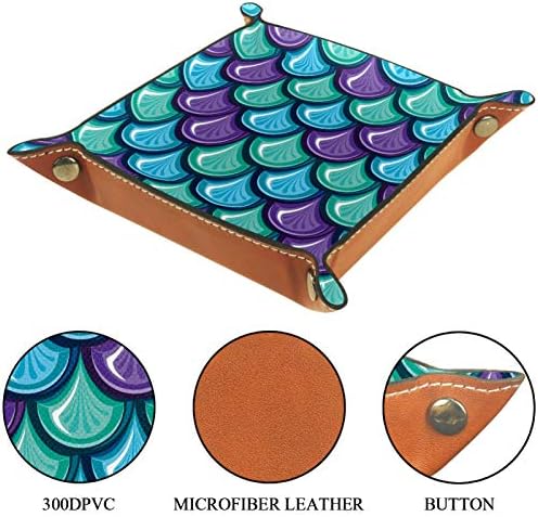 Zelena plava ljubičasta ribara Skala uzorka Organizator ureda od mikrofiber kožna ladica praktična kutija za odlaganje za tastere za novčanike i uredsku opremu, 16x16cm