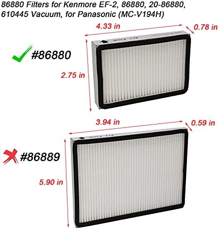 IOYIJOI 6 Pack 86880 filteri za Kenmore EF-2, 86880, 20-86880, 610445 usisivače, za Panasonic