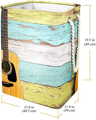 NDKMEHFOJ gitara na drvetu korpe za veš za veš vodootporni sortir za prljavu odeću sklopiva meka ručka šarena za kućne odvojive nosače