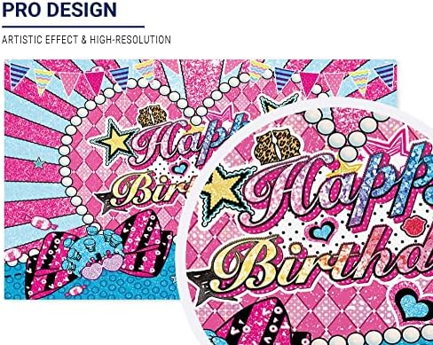 Allenjoy Sretan rođendan pozadina za djevojčice Cartoon bday dekoracije Pink Blue Glitter Party Banner Supplies Baby Shower događaj