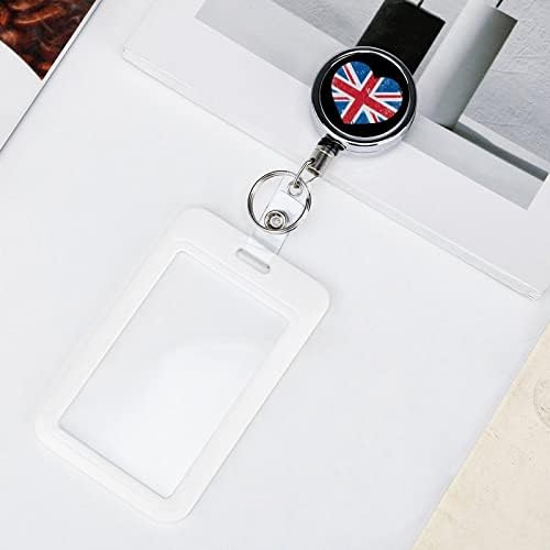 UK Velika Britanija Retro heart Flag uvlačivi držač značke kolut metalni ID držač značke sa kopčom za kaiš privjesak za ključeve za karticu s imenom