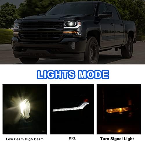 Roxx prednja svjetla za projektor za 2017 2018 2019 Chevy Silverado 1500 [samo lijeva strana], prednja lampa sa Led DRL, projektor