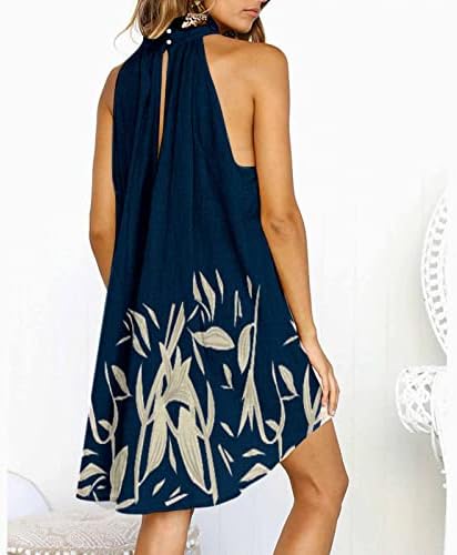 Ljetne Haljine Na Plaži Žene Casual Boho Dress Loose Fit Flowy Mini Haljina Bez Rukava Scoop Vrat Cover Up Sundresses