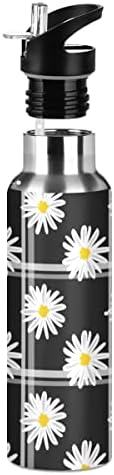 Termos tratinčani cvjetni boca sa slamnim poklopcem za dječje dječake djevojke, 600 ml, nepropusne šalice od nehrđajućeg čelika za