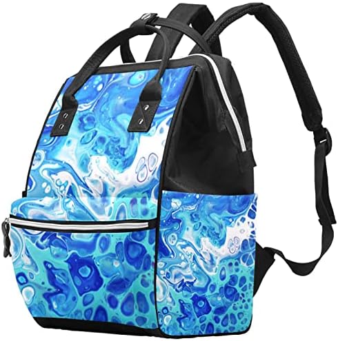 Sažetak Art akril plave mramorne teksturne torbe ruksak ruksak za promjenu torbe za dijete multi funkciju Veliki kapacitet putnička