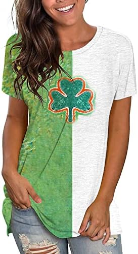 IIOUS Dnevna majica Saint Patricke za žene kratki rukav O-izrez T-majice zeleni sretni gnomi bluza vrh labav fit smiješan