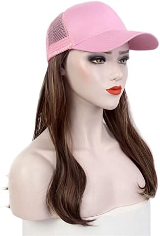 SDFGH Fashion ženske kape, kape za kosu, roze bejzbol kape, perike, duge kovrdžave smeđe perike, kape