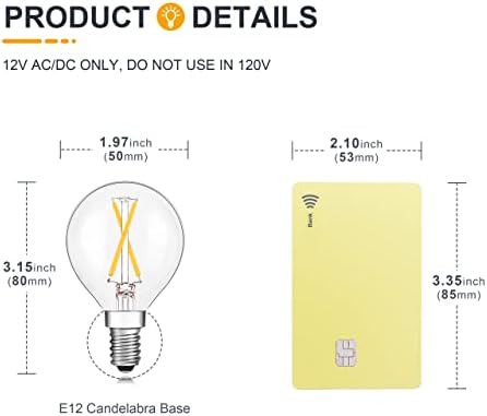 TOKCON 12-voltne niskonaponske LED Sijalice - meke tople 2700k - 2W E12 12v Globusne sijalice i 6w E26 Edison 12v sijalice