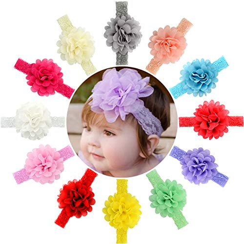 12pcs Baby Girls Headbands šifon Flower čipkasta traka za kosu za novorođenčad dojenčad mala deca