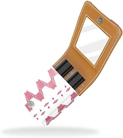 ORYUEKAN Mini torba za šminkanje sa ogledalom, torbica za kvačilo od umjetne ruževe, moderni geometrijski uzorak Pink Abstract Wave