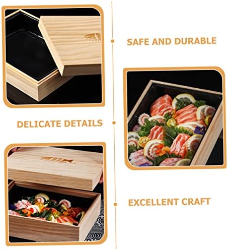 Zerodeko 4 postavlja japanski sastojci drvena kutija za posluživanje ladice za desertne posude za uklanjanje posuda za jednokratnu upotrebu posude za obrok sa rukom suši Kontejner japanski prehrambeni kontejner za hranu