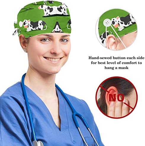 Podesiva radna kapa sa gumnim pamučnim duksevima avokado i džungli palminski list ružičasti hirurški hirurški poklopac za žene