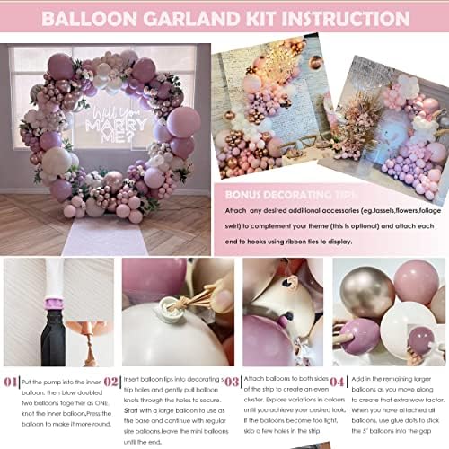 Woaipati Pastel Pink Purple Balloon Arch Kit dvostruko punjena lavanda Balloon Garland Baby tuš dekoracije za djevojke rođendansku
