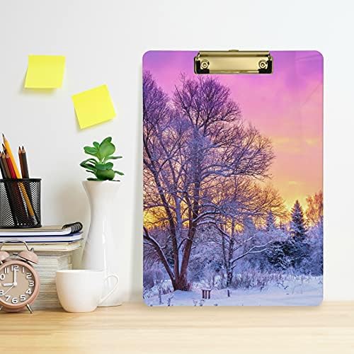 Zimski pejzaž šumsko drveće Sunrise plastični međuspremnik 9 x12.5 akrilne klipne ploče sa klipom niskog profila A4 Letter Size ploča