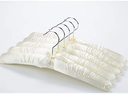 Luxehome 5 pakovanja svilena vješalica sa anti-hrđem teškim okretnim kromiranim krom za zimske džempere, kapute, odijelo; Satenske