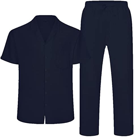 RPovig posteljina hlače odijelo: muške posteljine 2 komada majice kratkih rukava Yoga hlače na plaži vjenčanica